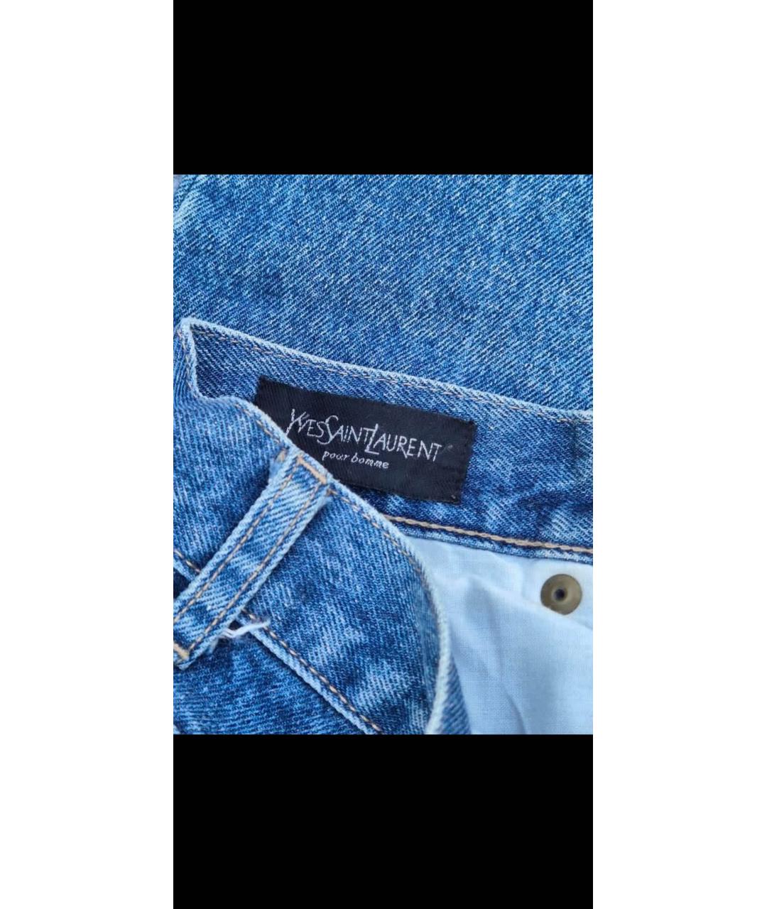 SAINT LAURENT Синие хлопковые прямые джинсы, фото 6