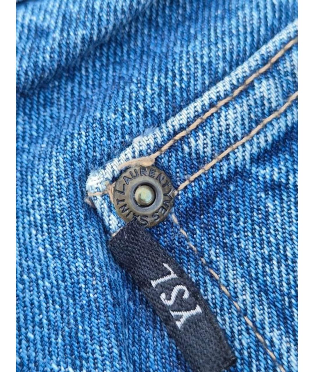 SAINT LAURENT Синие хлопковые прямые джинсы, фото 5