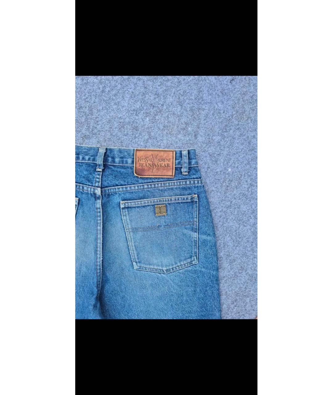 SAINT LAURENT Синие хлопковые прямые джинсы, фото 7
