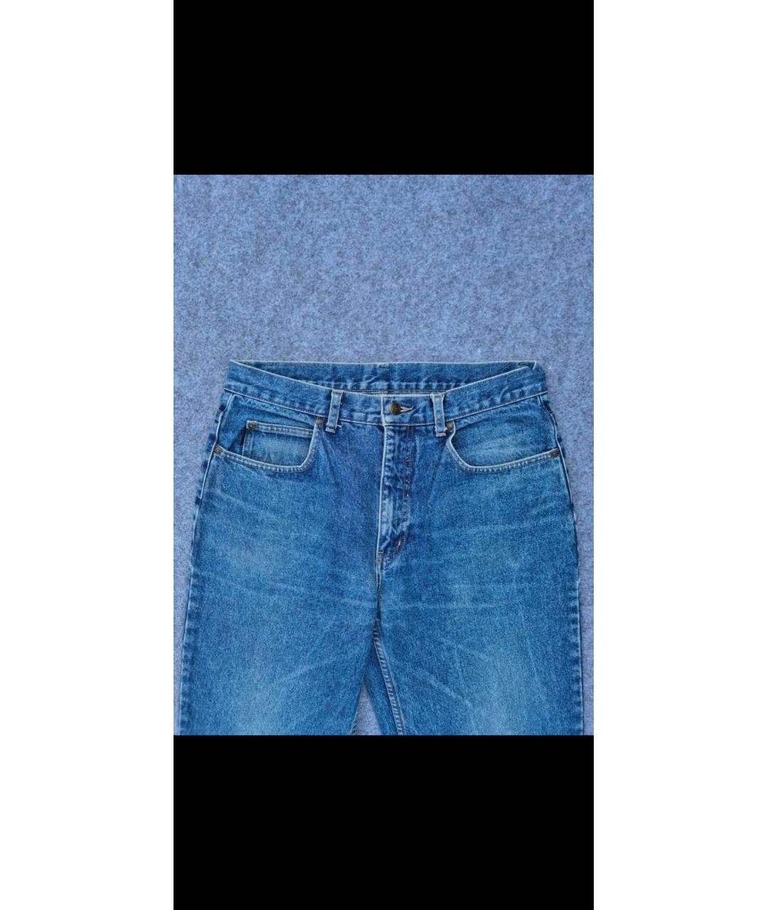 SAINT LAURENT Синие хлопковые прямые джинсы, фото 2