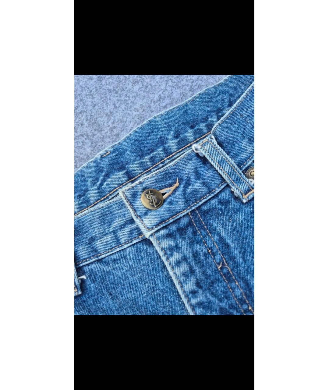 SAINT LAURENT Синие хлопковые прямые джинсы, фото 4
