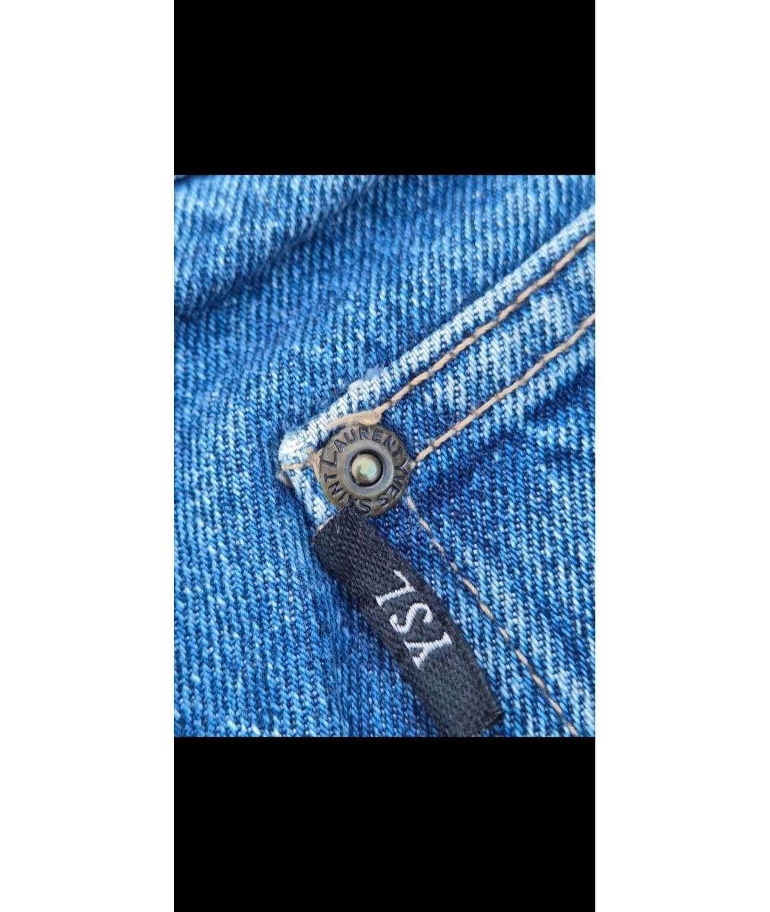 SAINT LAURENT Синие хлопковые прямые джинсы, фото 5