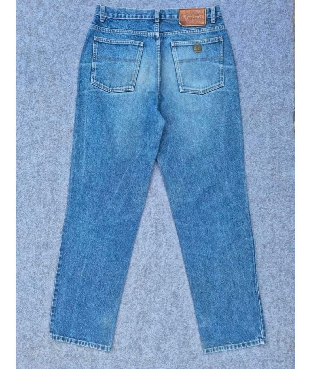 SAINT LAURENT Синие хлопковые прямые джинсы, фото 2