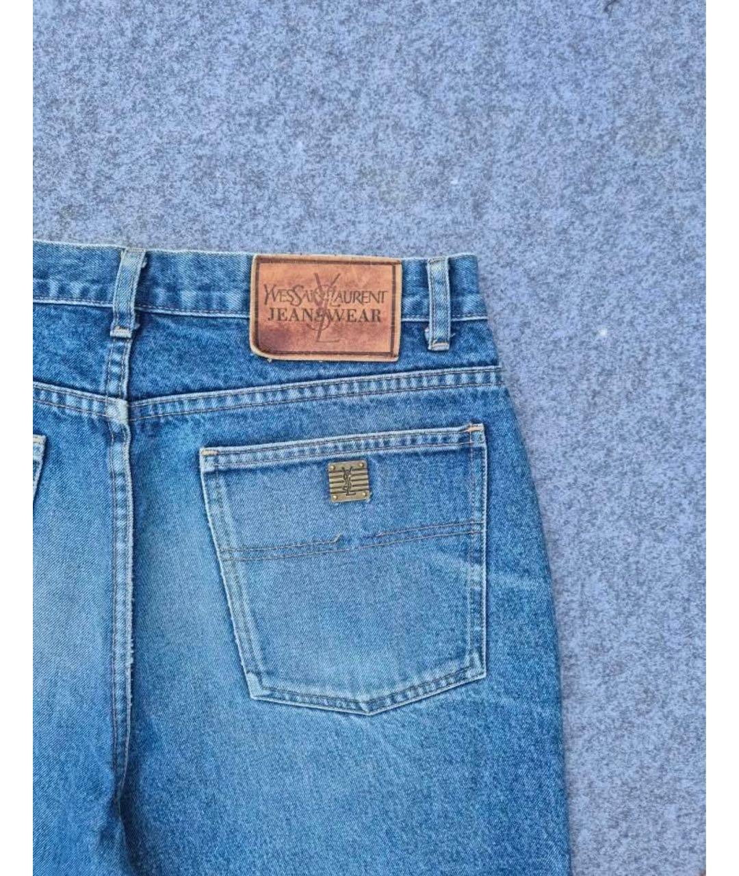 SAINT LAURENT Синие хлопковые прямые джинсы, фото 7