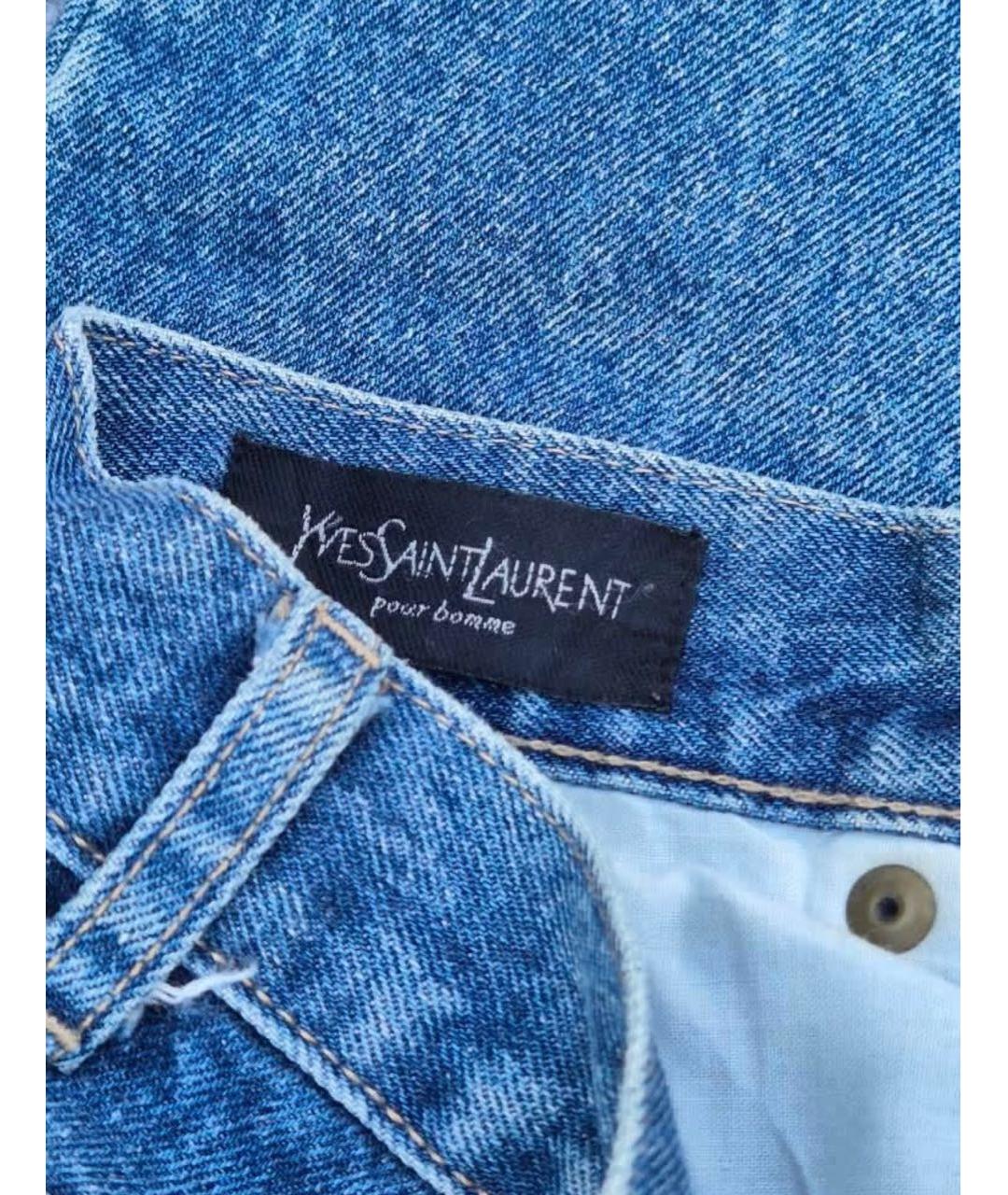 SAINT LAURENT Синие хлопковые прямые джинсы, фото 6