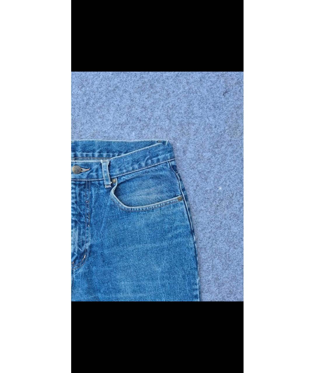 SAINT LAURENT Синие хлопковые прямые джинсы, фото 3