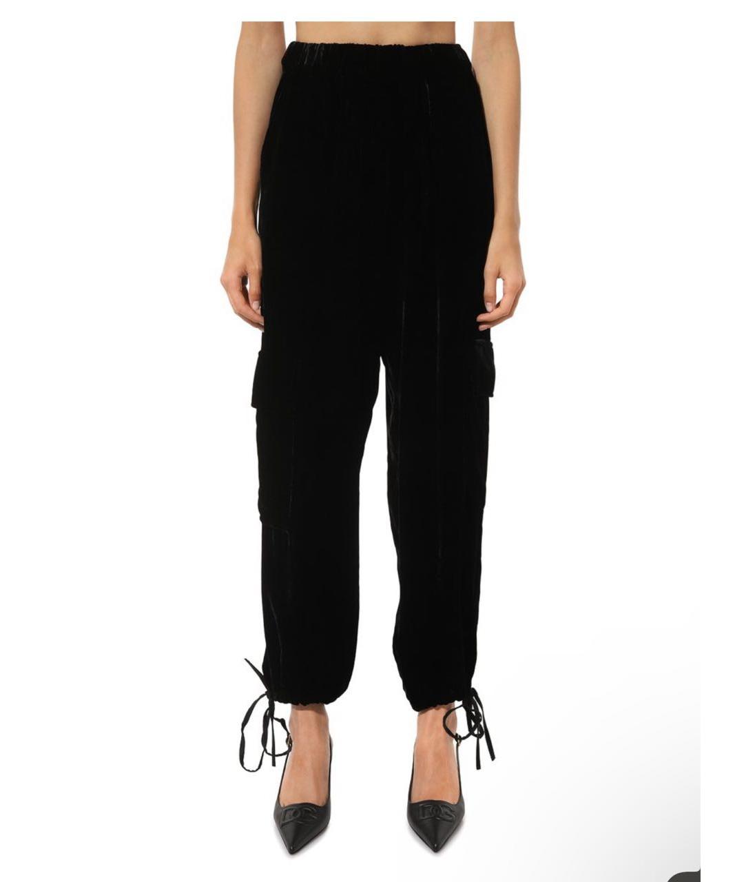 ERIKA CAVALLINI Черные бархатные брюки широкие, фото 2