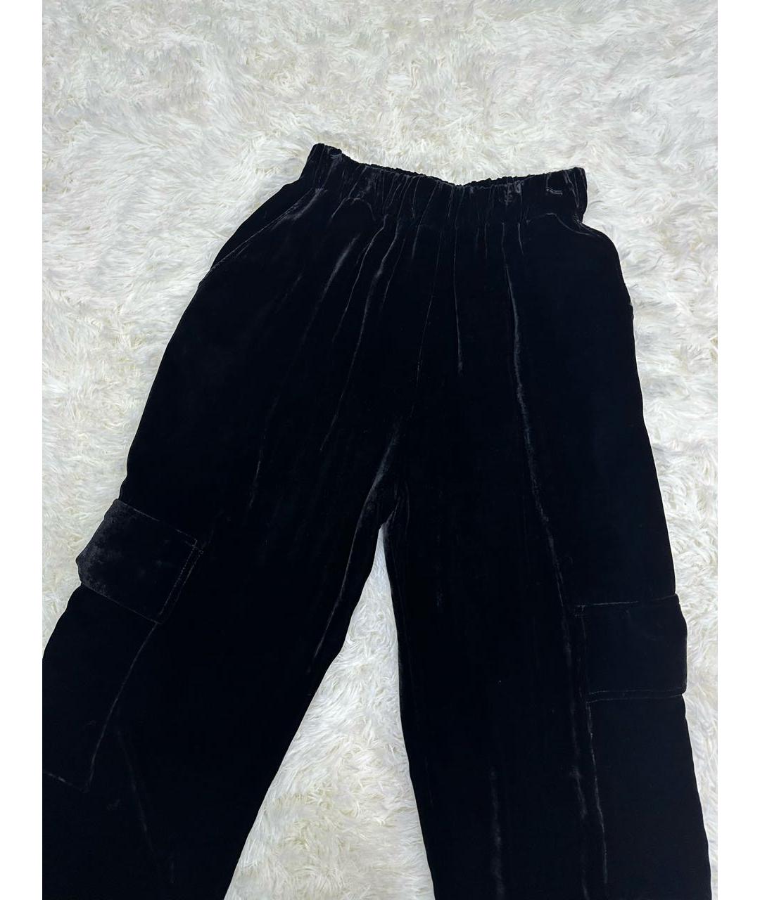 ERIKA CAVALLINI Черные бархатные брюки широкие, фото 4