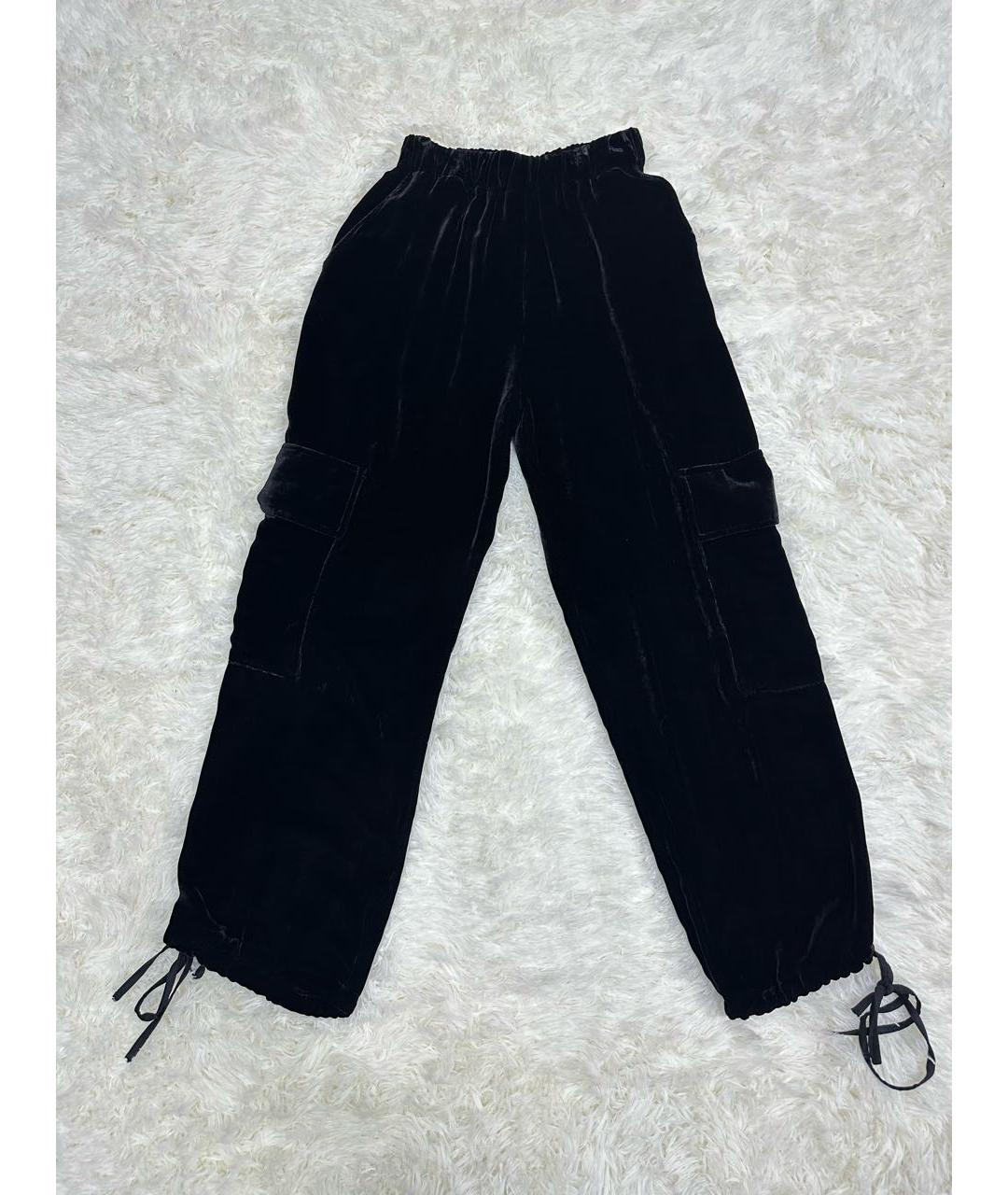ERIKA CAVALLINI Черные бархатные брюки широкие, фото 8