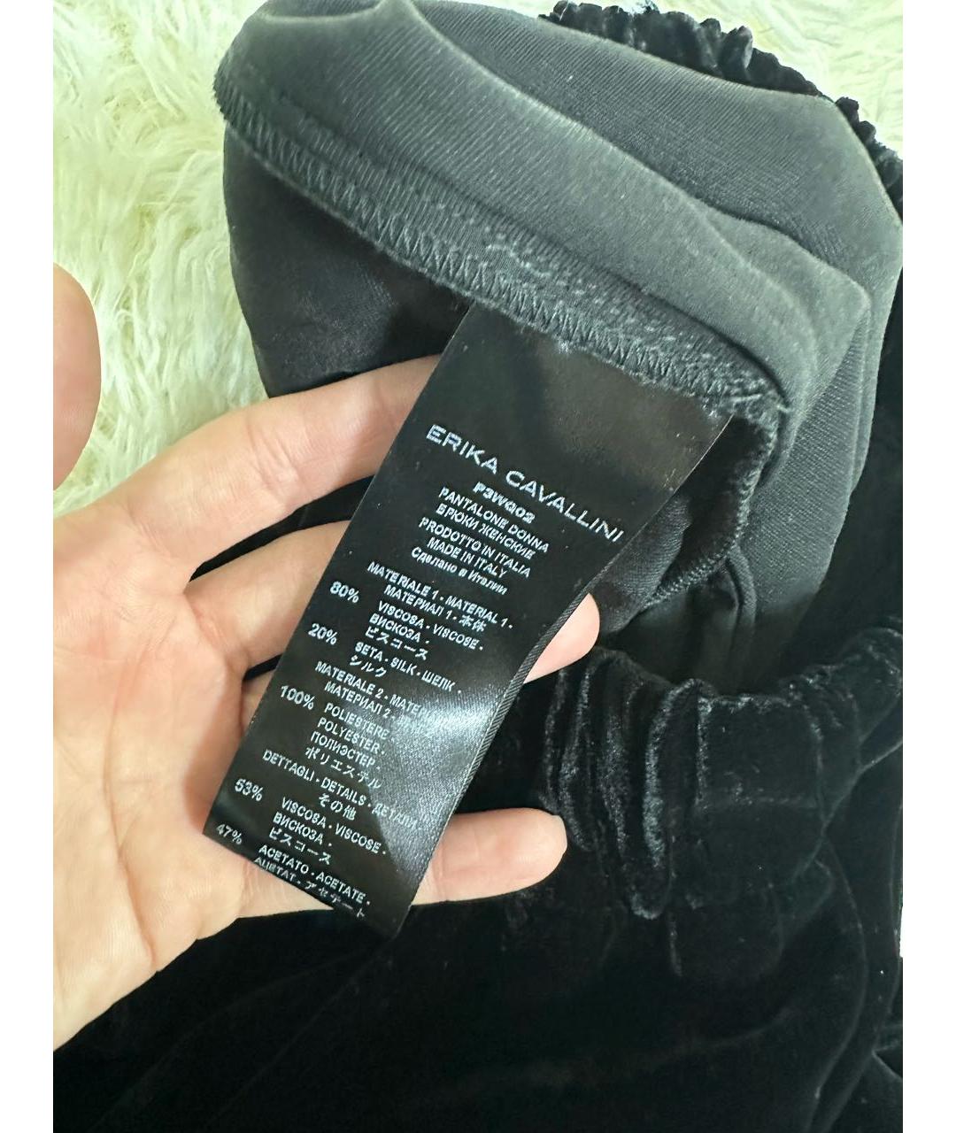 ERIKA CAVALLINI Черные бархатные брюки широкие, фото 6