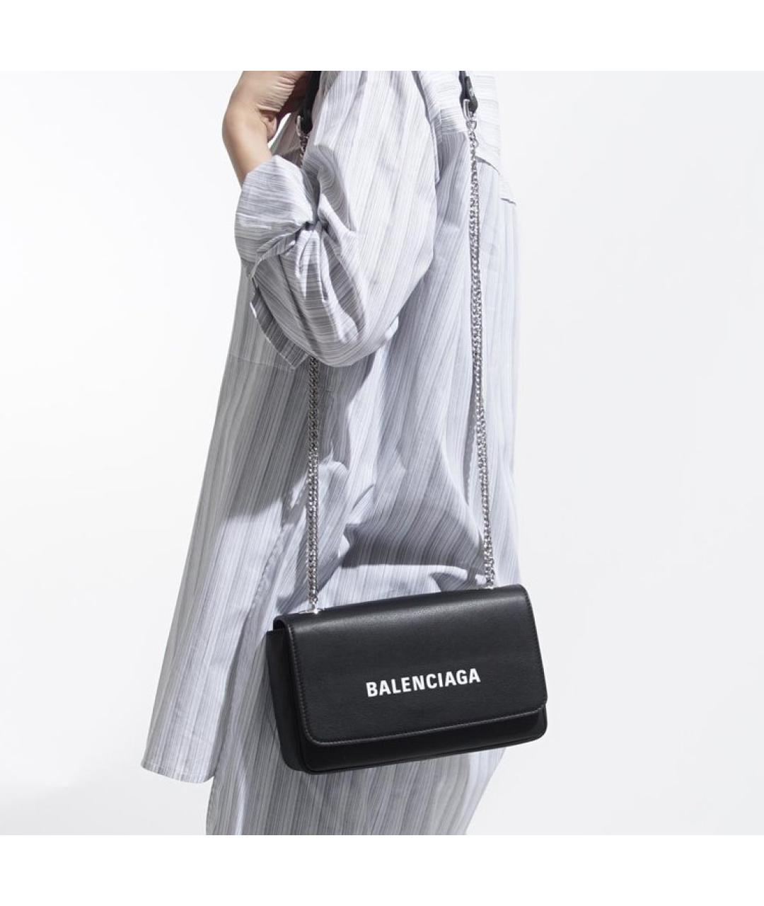 BALENCIAGA Черная кожаная сумка через плечо, фото 7