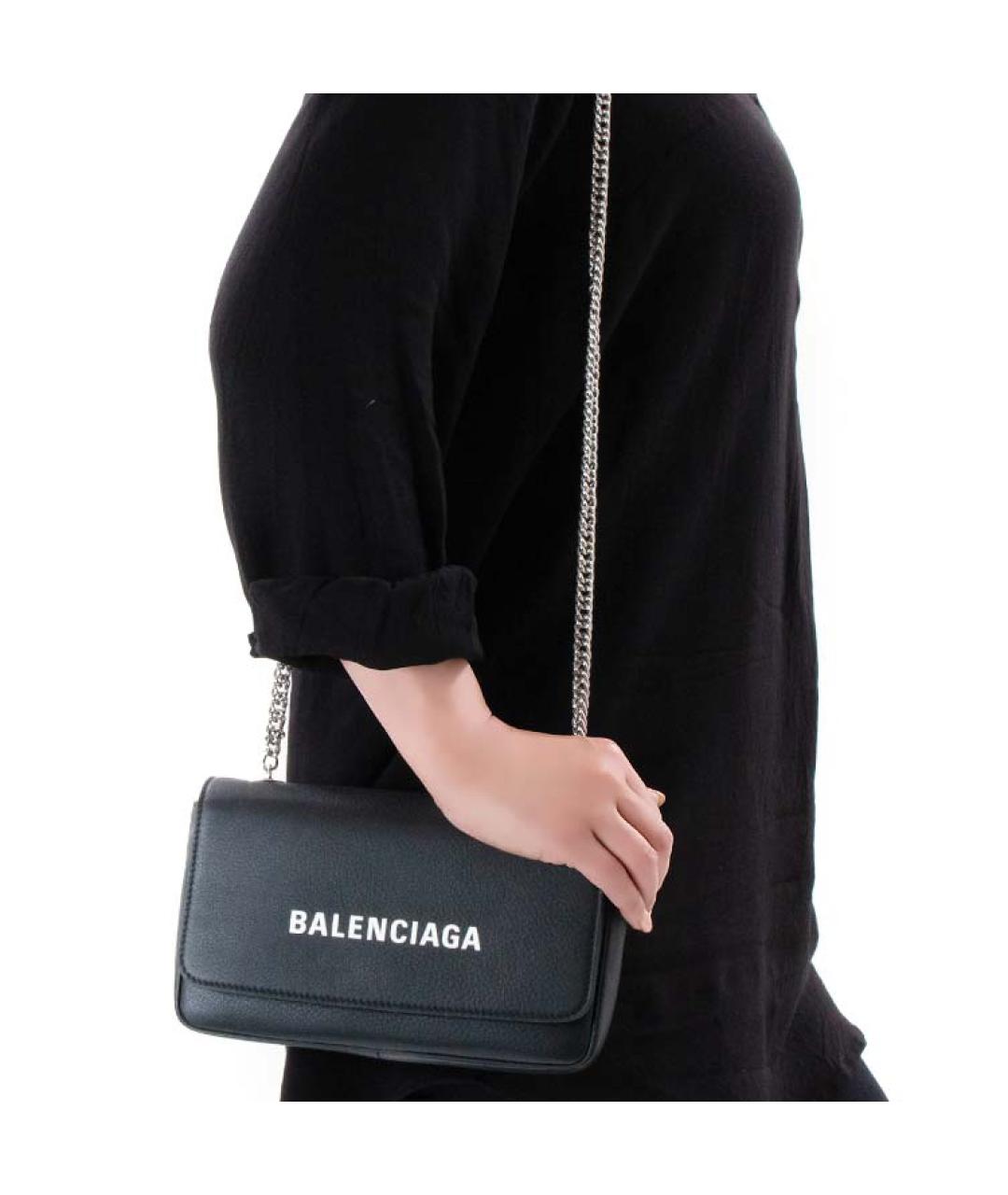 BALENCIAGA Черная кожаная сумка через плечо, фото 6