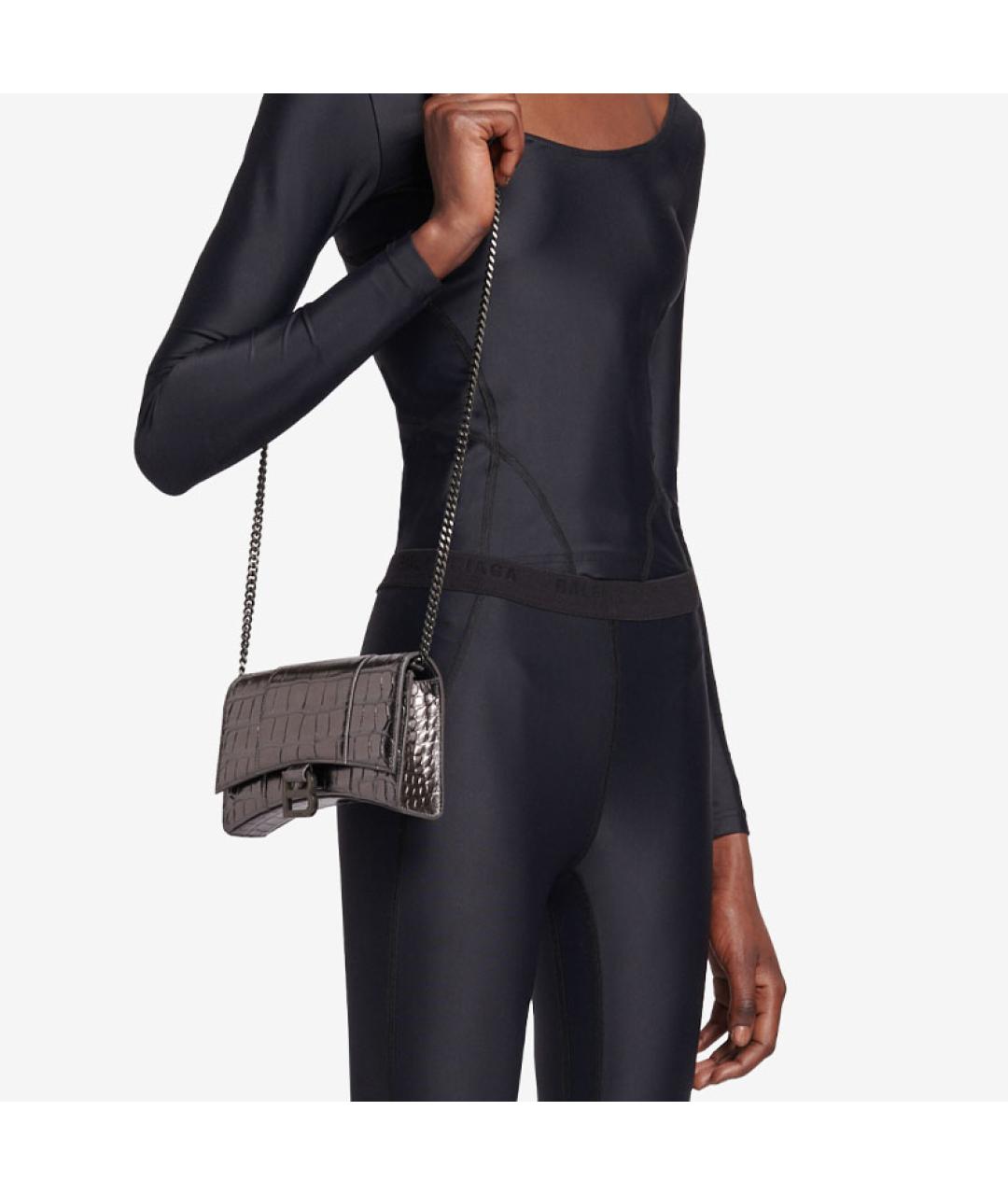 BALENCIAGA Черная кожаная сумка через плечо, фото 7