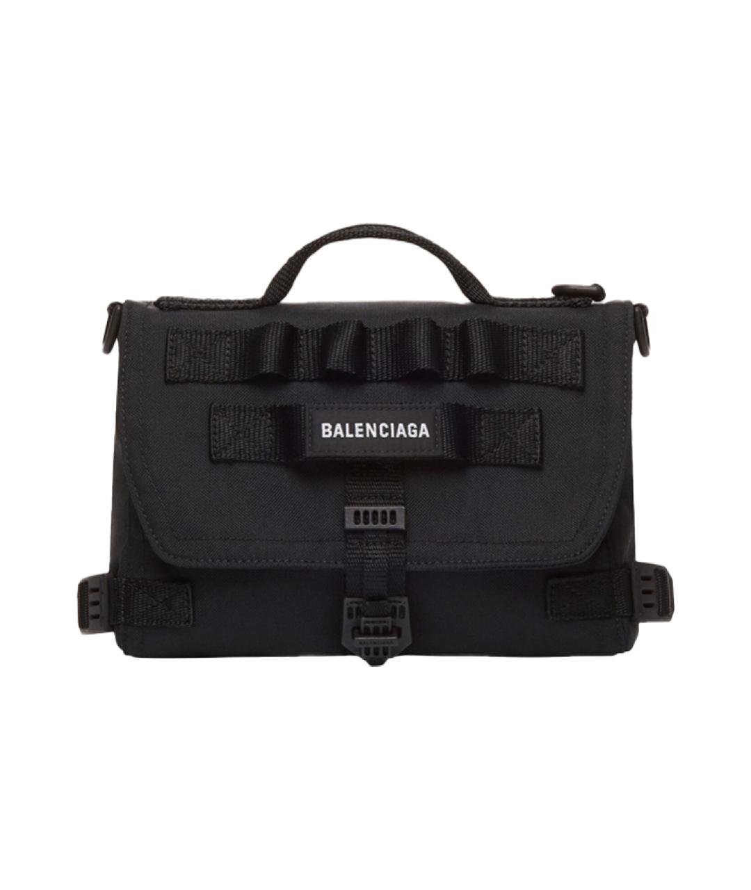 BALENCIAGA Черная тканевая сумка на плечо, фото 1