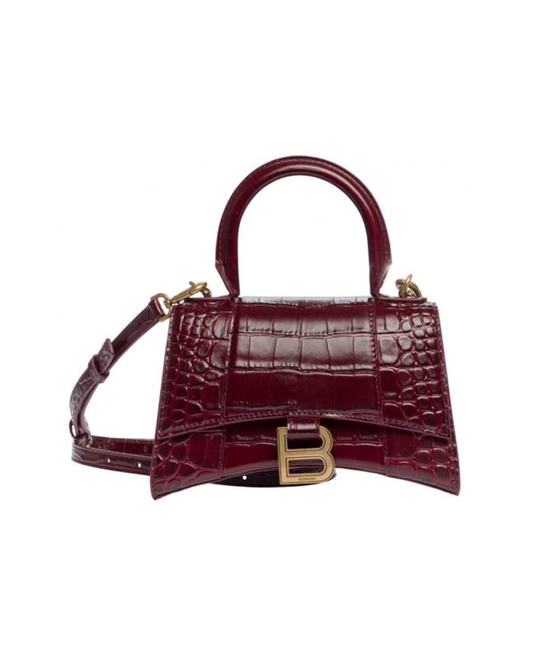 BALENCIAGA Бордовая кожаная сумка через плечо, фото 8