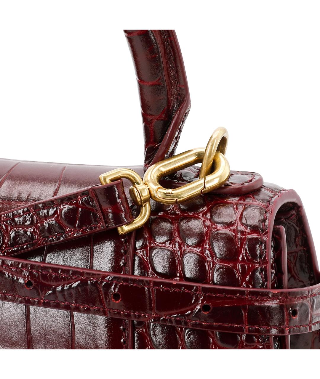 BALENCIAGA Бордовая кожаная сумка через плечо, фото 7