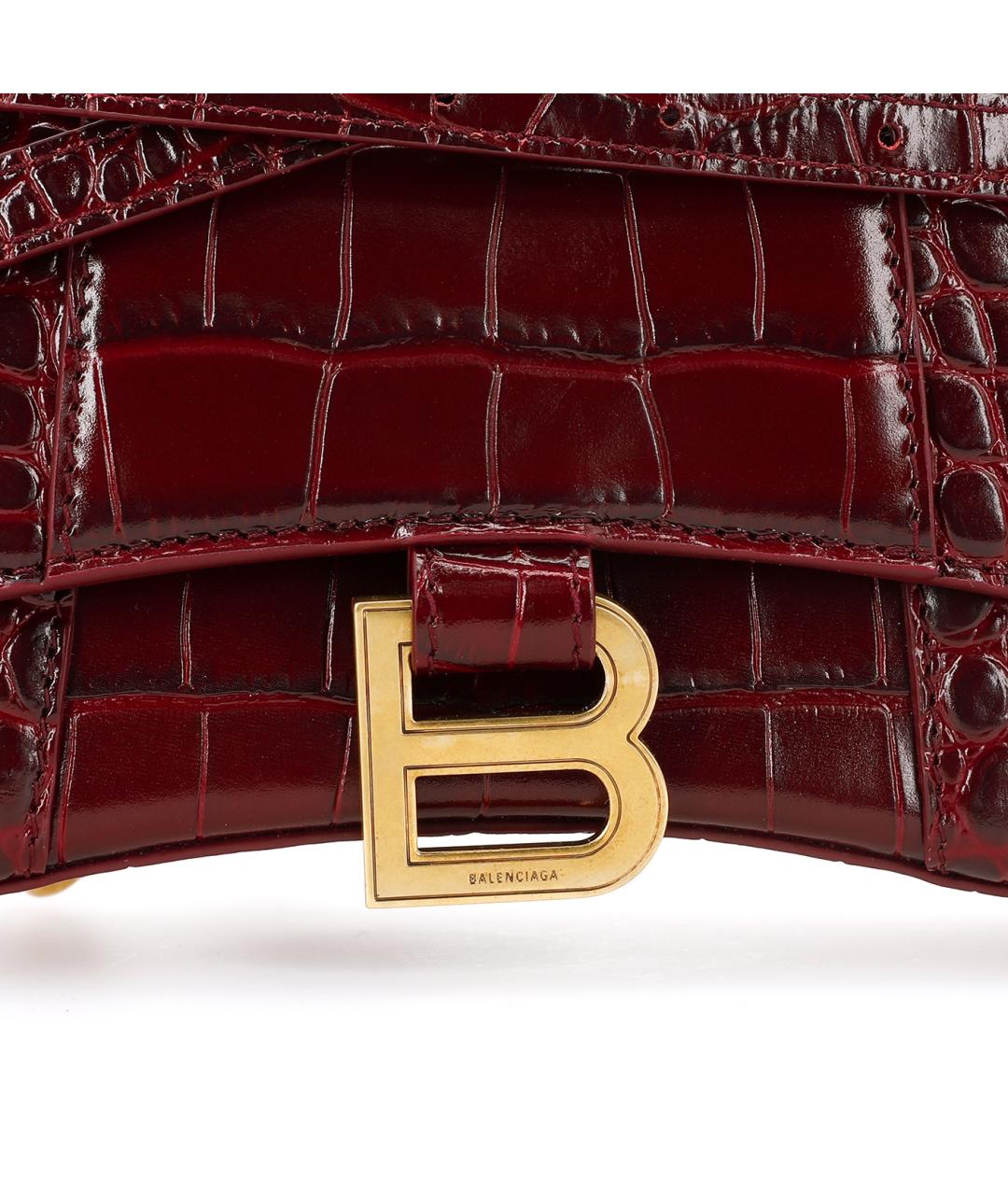 BALENCIAGA Бордовая кожаная сумка через плечо, фото 6