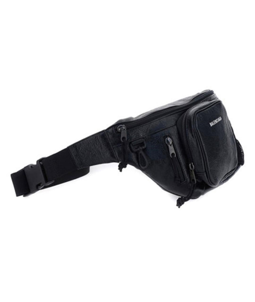 BALENCIAGA Черная кожаная поясная сумка, фото 3