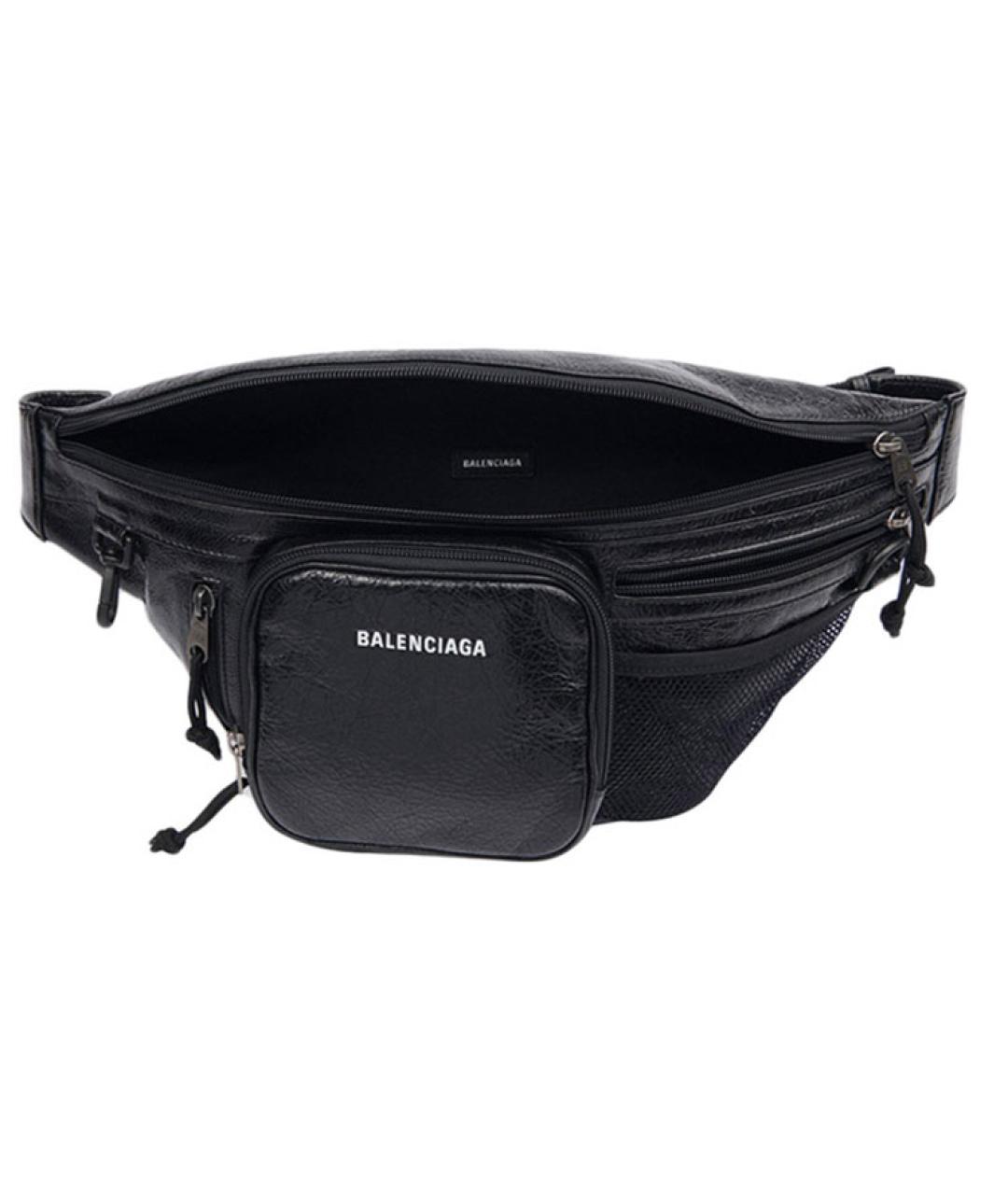 BALENCIAGA Черная кожаная поясная сумка, фото 5