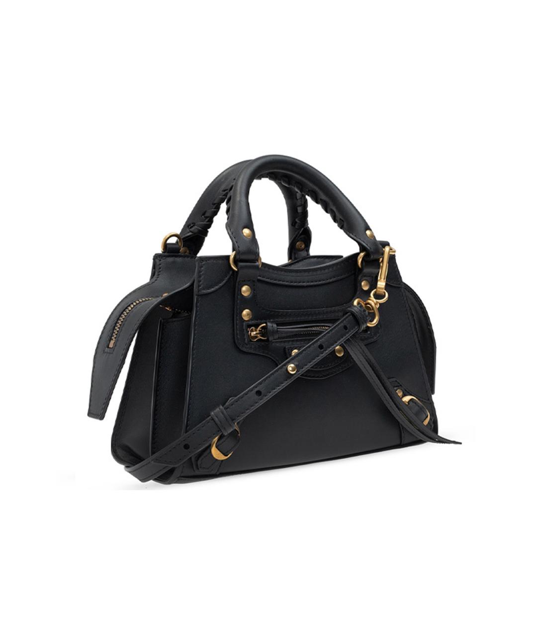 BALENCIAGA Черная кожаная сумка через плечо, фото 2