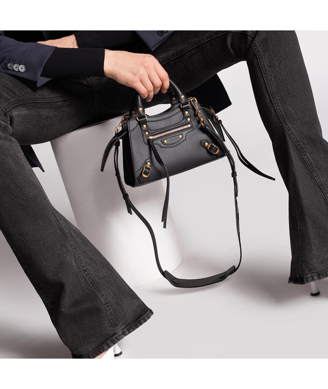 BALENCIAGA Черная кожаная сумка через плечо, фото 6