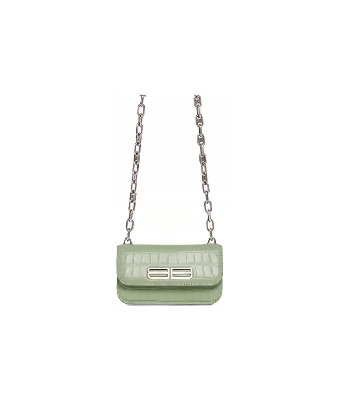 BALENCIAGA Зеленая кожаная сумка через плечо, фото 2