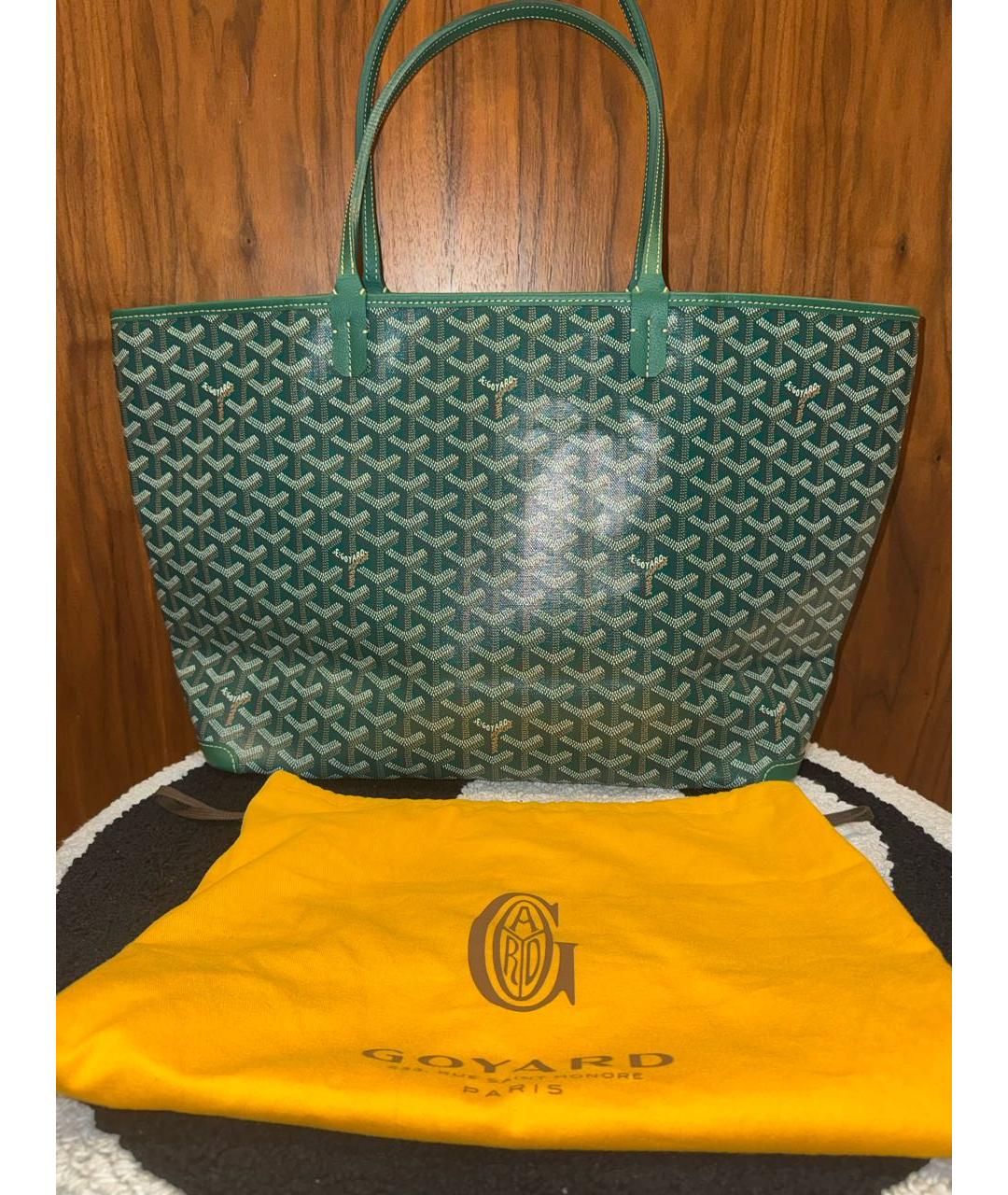 GOYARD Зеленая кожаная сумка тоут, фото 2