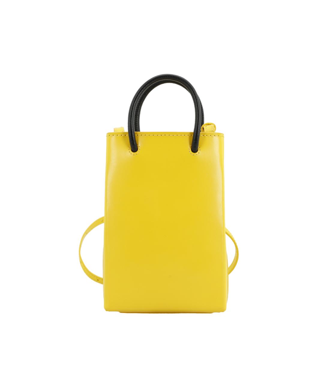 BALENCIAGA Желтая кожаная сумка через плечо, фото 7