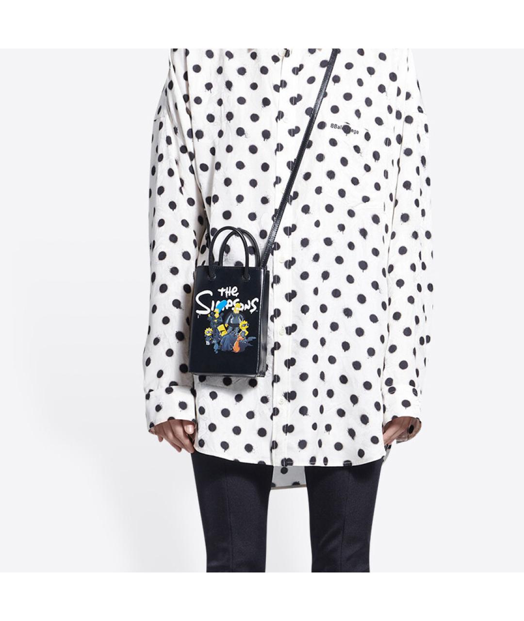 BALENCIAGA Черная кожаная сумка через плечо, фото 6