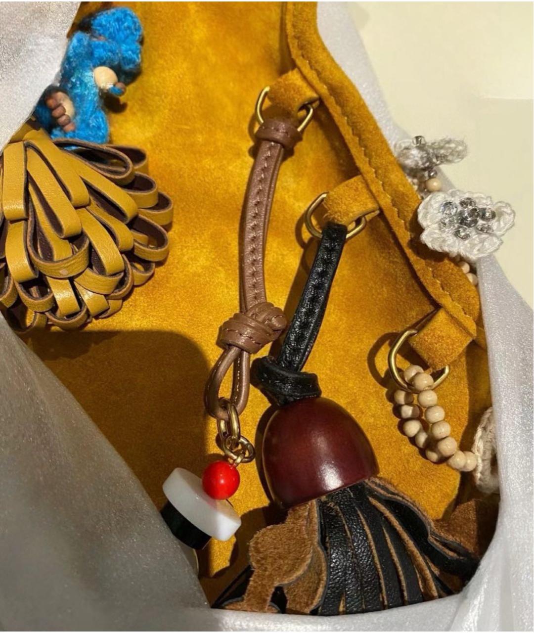 MIU MIU Желтая замшевая сумка с короткими ручками, фото 8