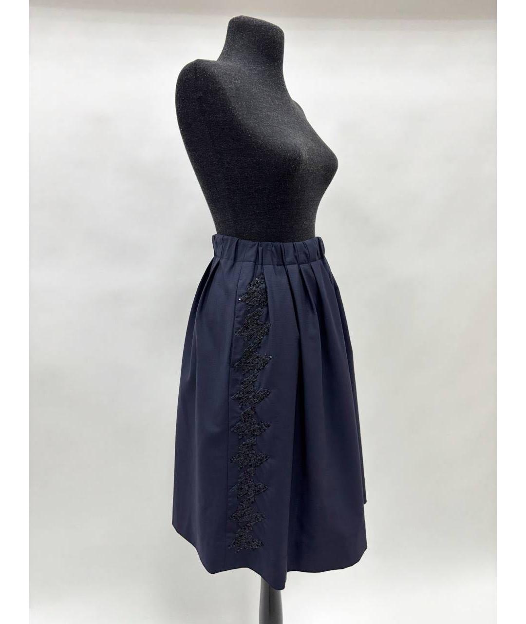 BRUNELLO CUCINELLI Темно-синяя юбка миди, фото 7