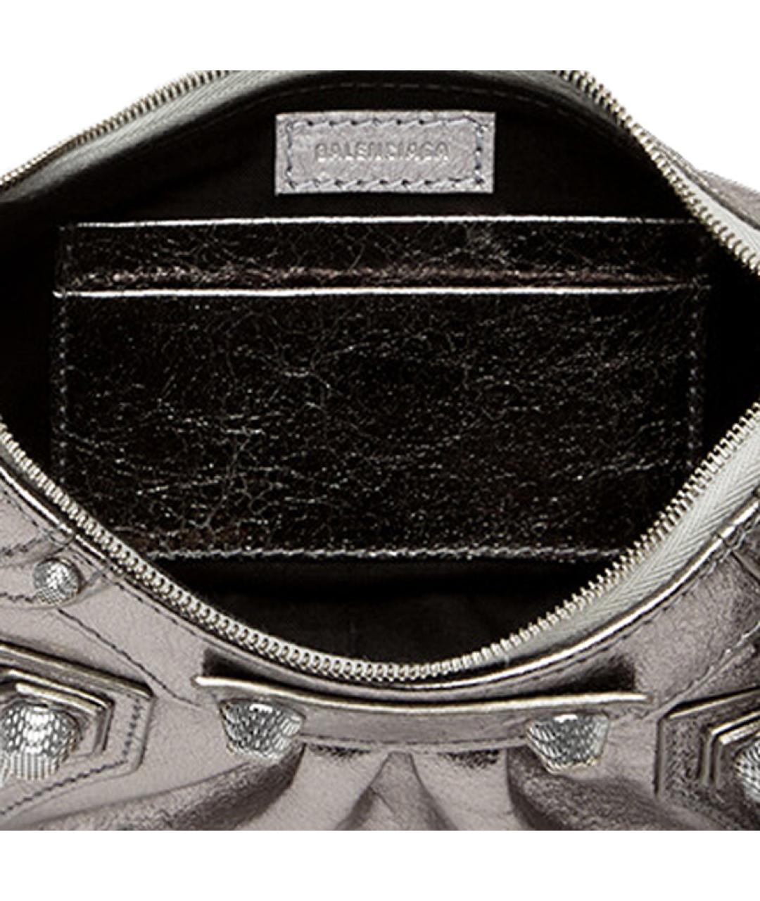 BALENCIAGA Серебряная кожаная сумка через плечо, фото 6