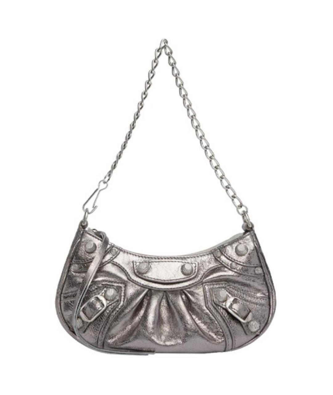 BALENCIAGA Серебряная кожаная сумка через плечо, фото 1