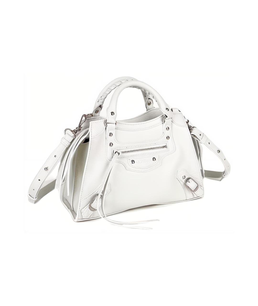 BALENCIAGA Белая кожаная сумка через плечо, фото 3