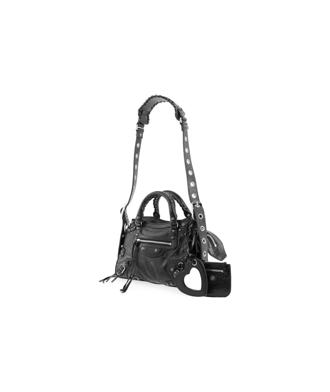 BALENCIAGA Черная кожаная сумка через плечо, фото 2