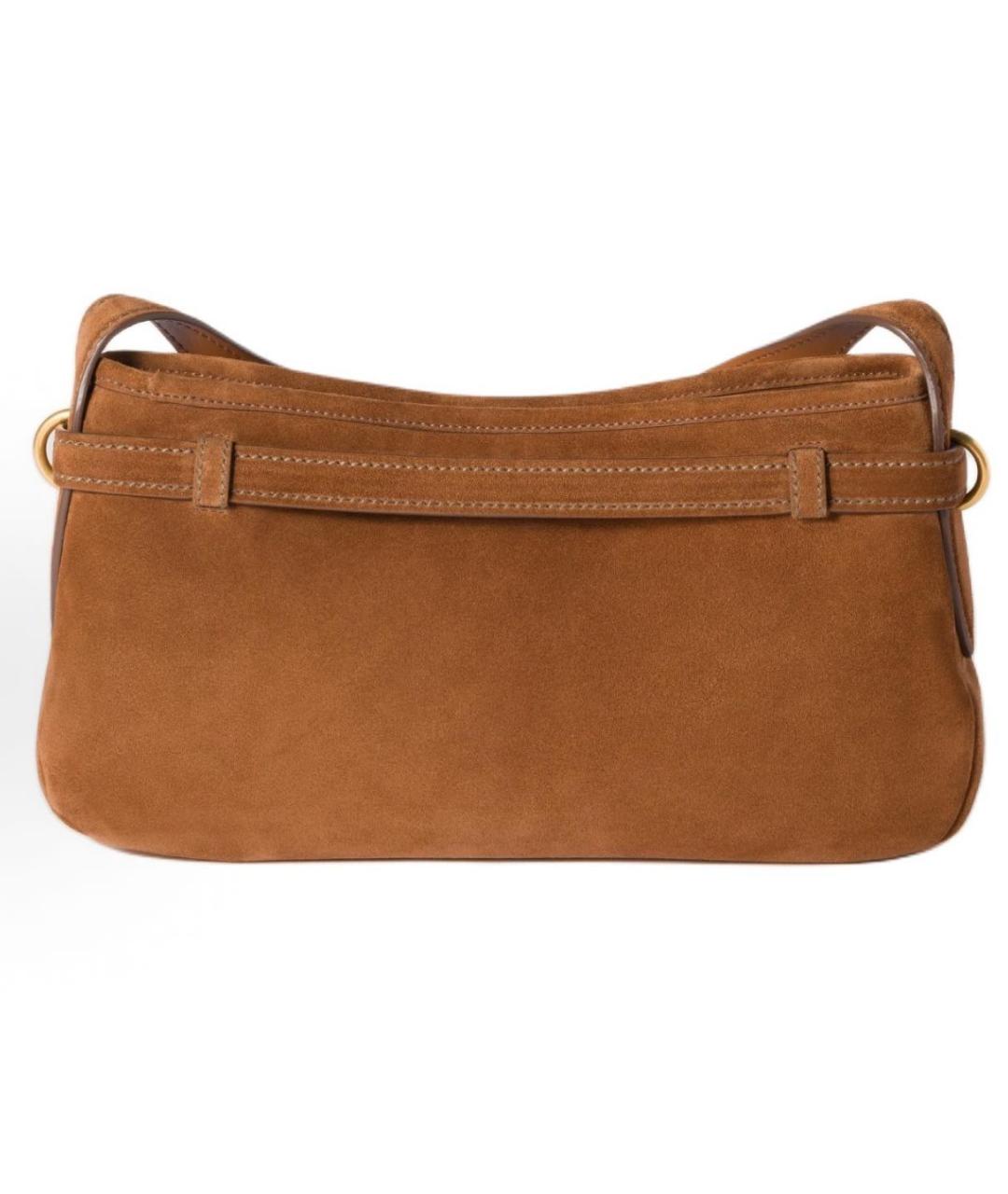 MIU MIU Коричневая замшевая сумка с короткими ручками, фото 3