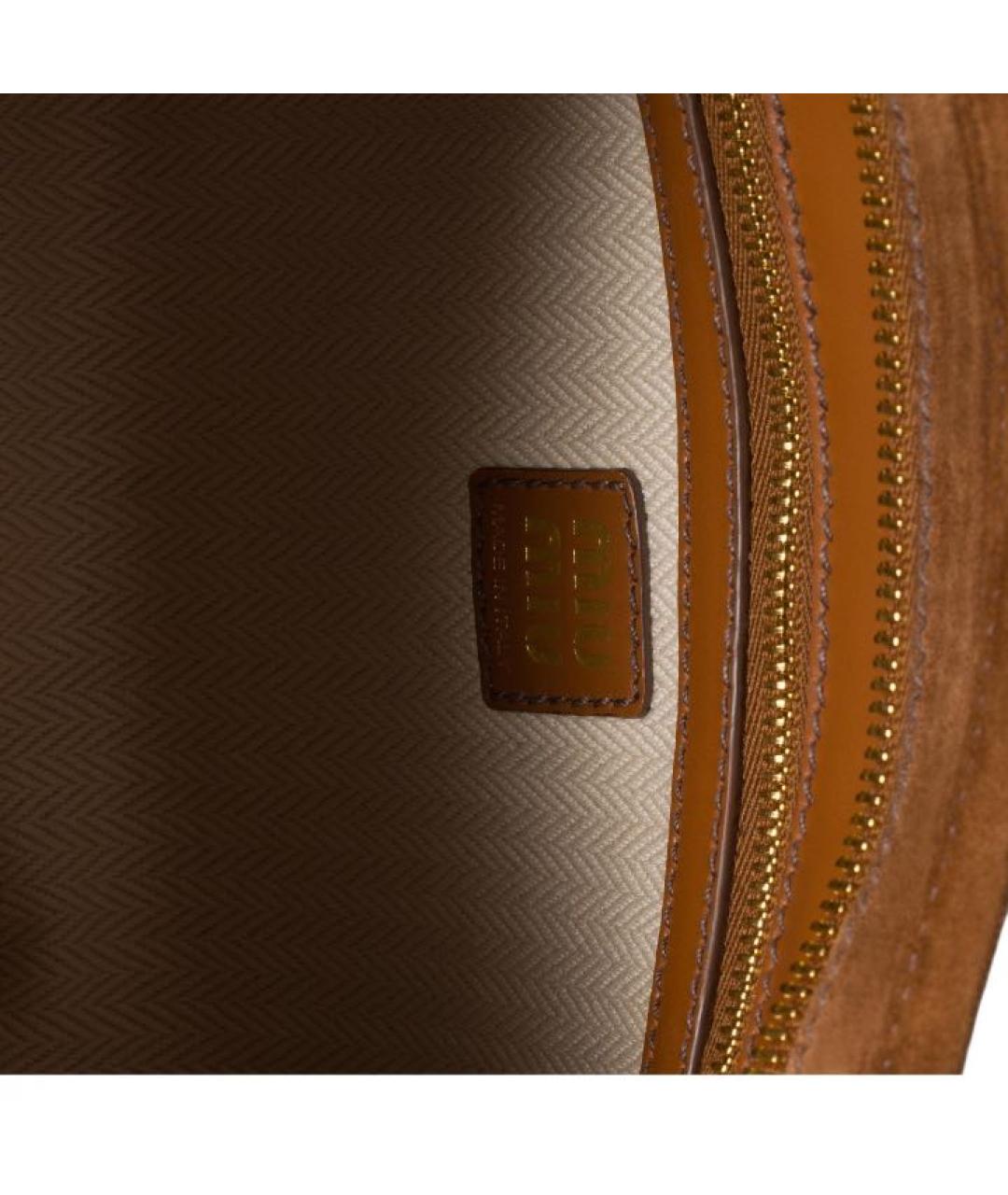 MIU MIU Коричневая замшевая сумка с короткими ручками, фото 4