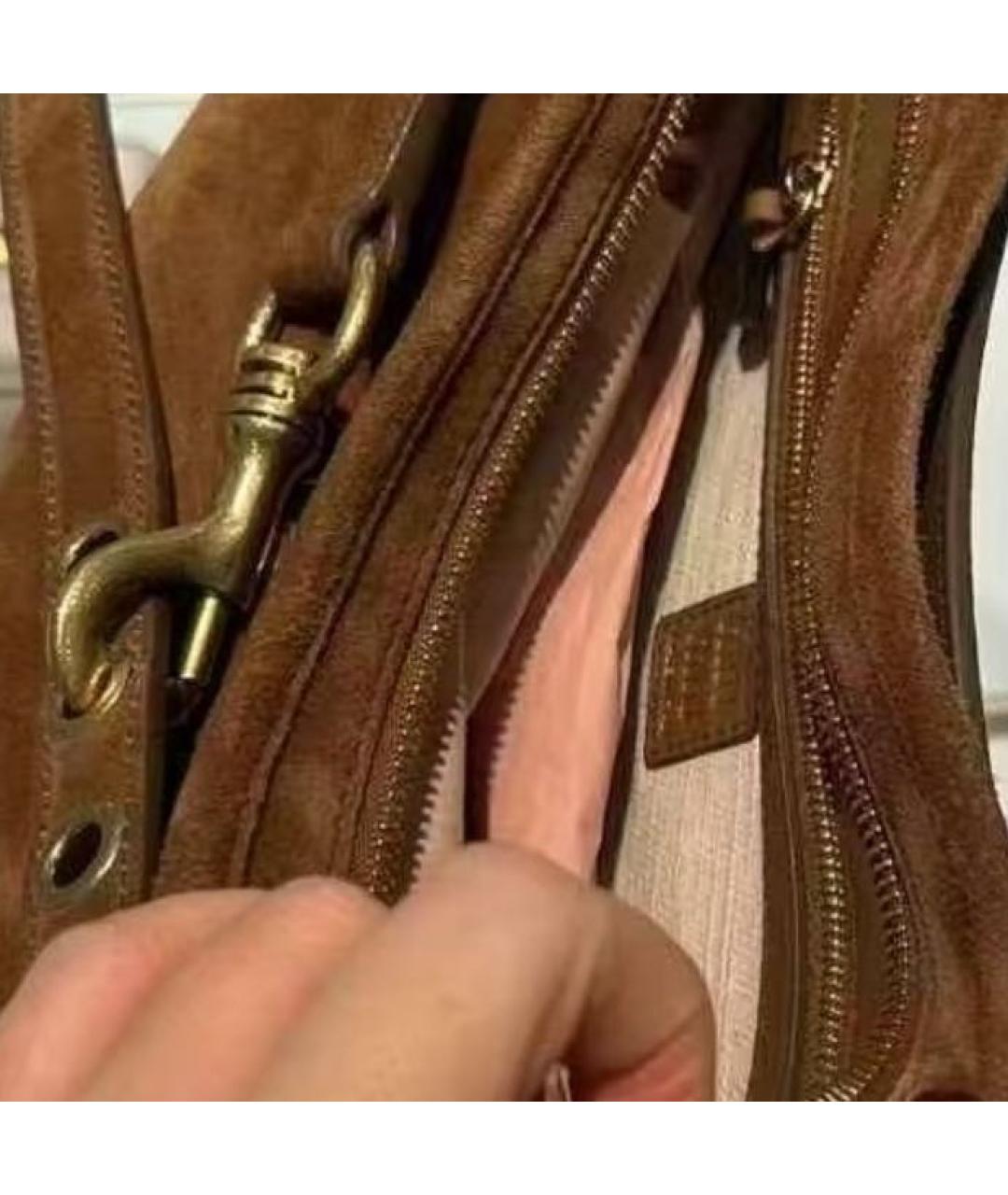 MIU MIU Коричневая замшевая сумка с короткими ручками, фото 8