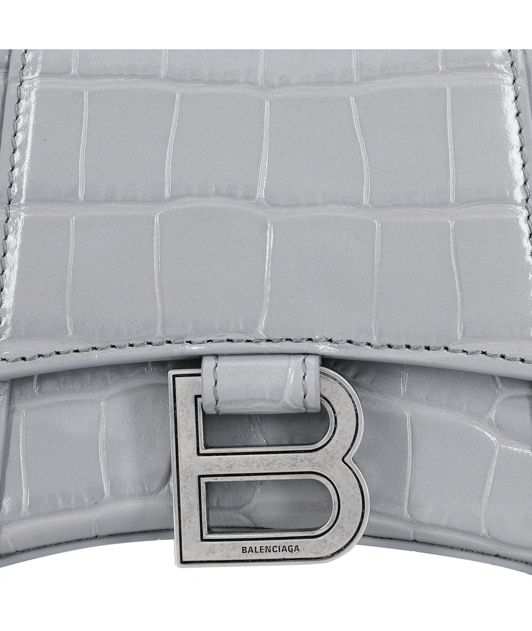 BALENCIAGA Серая кожаная сумка через плечо, фото 5