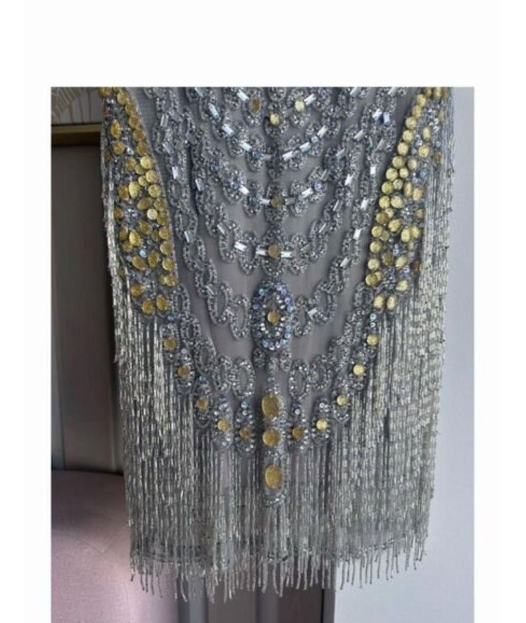 JENNY PACKHAM Серое шелковое коктейльное платье, фото 4