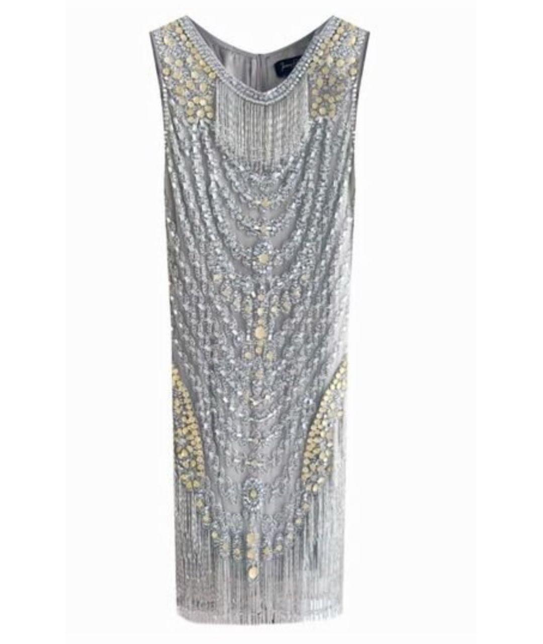 JENNY PACKHAM Серое шелковое коктейльное платье, фото 1