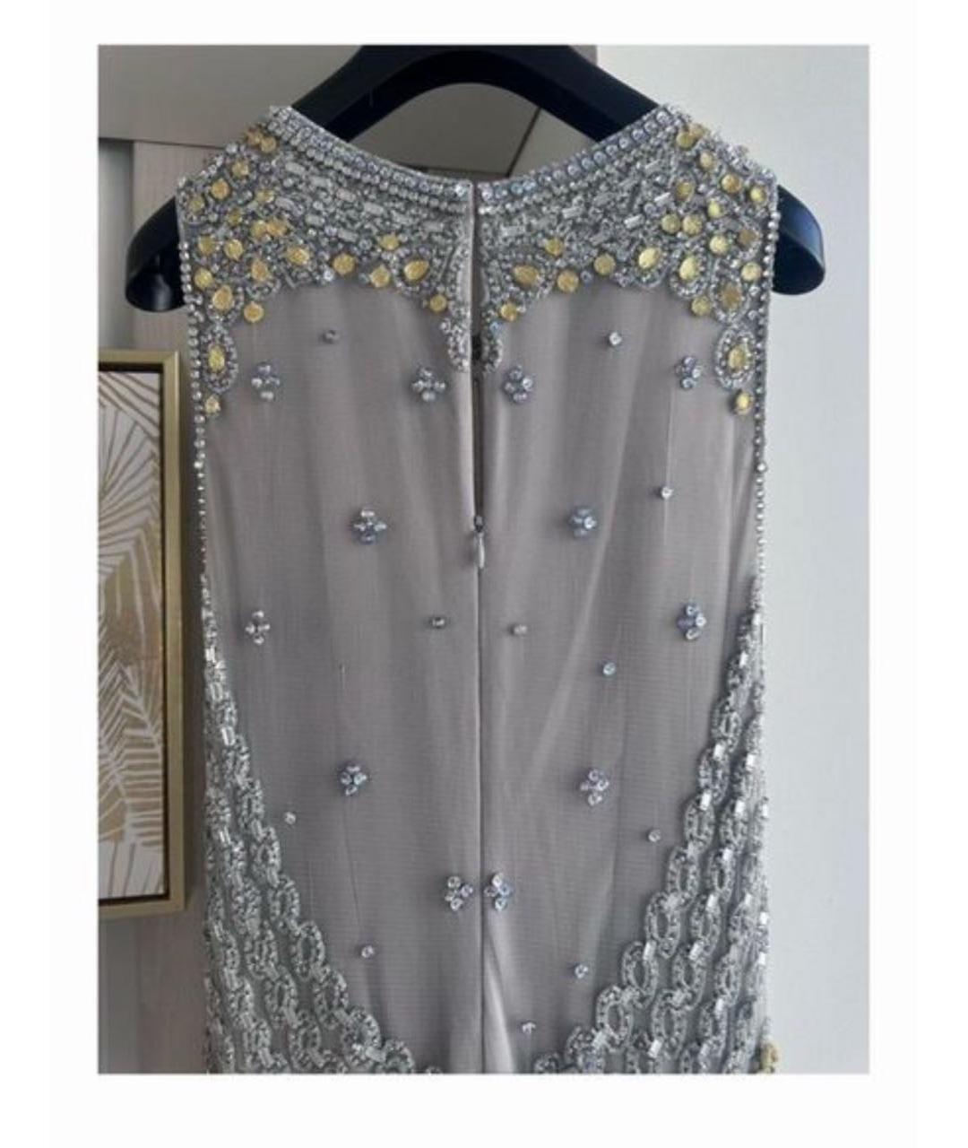 JENNY PACKHAM Серое шелковое коктейльное платье, фото 3