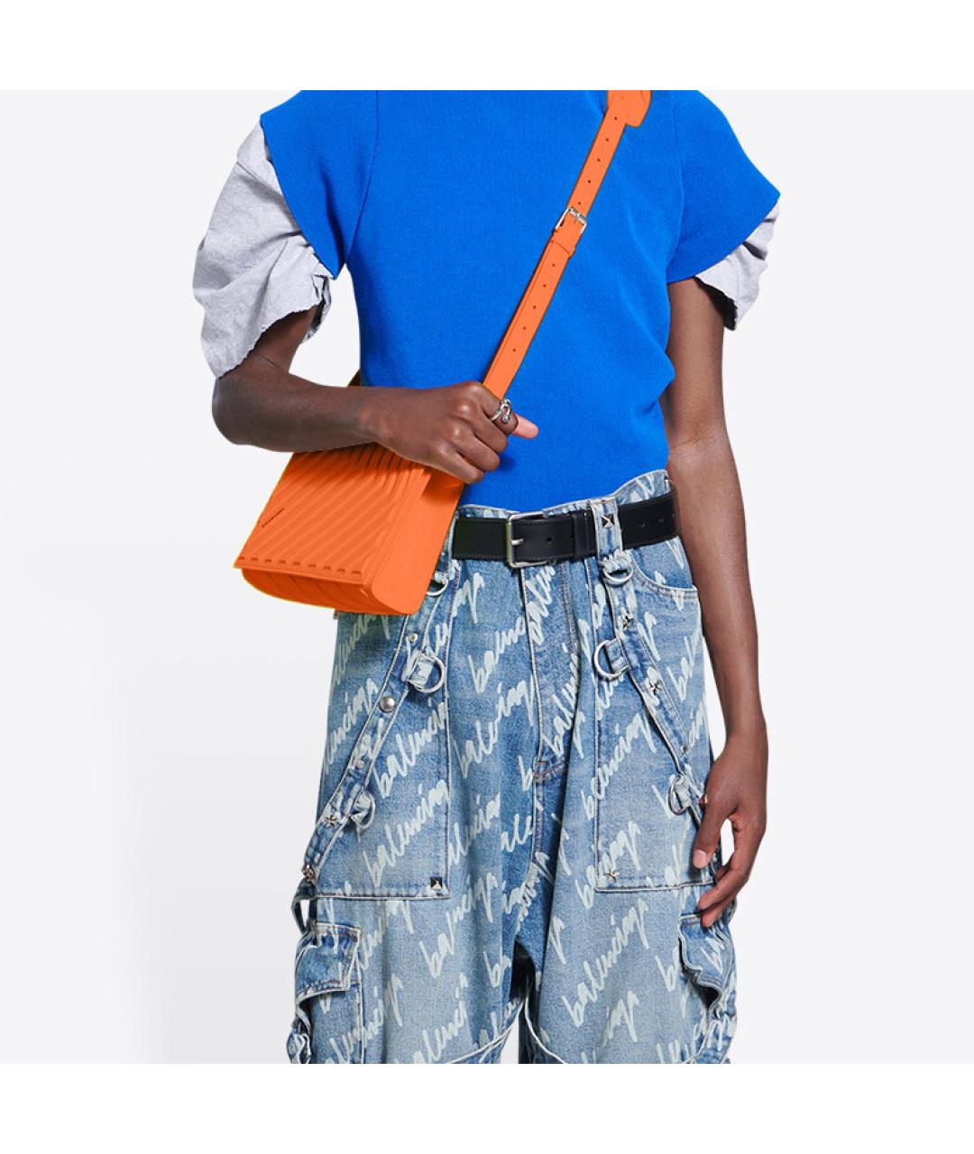 BALENCIAGA Оранжевая кожаная сумка через плечо, фото 5