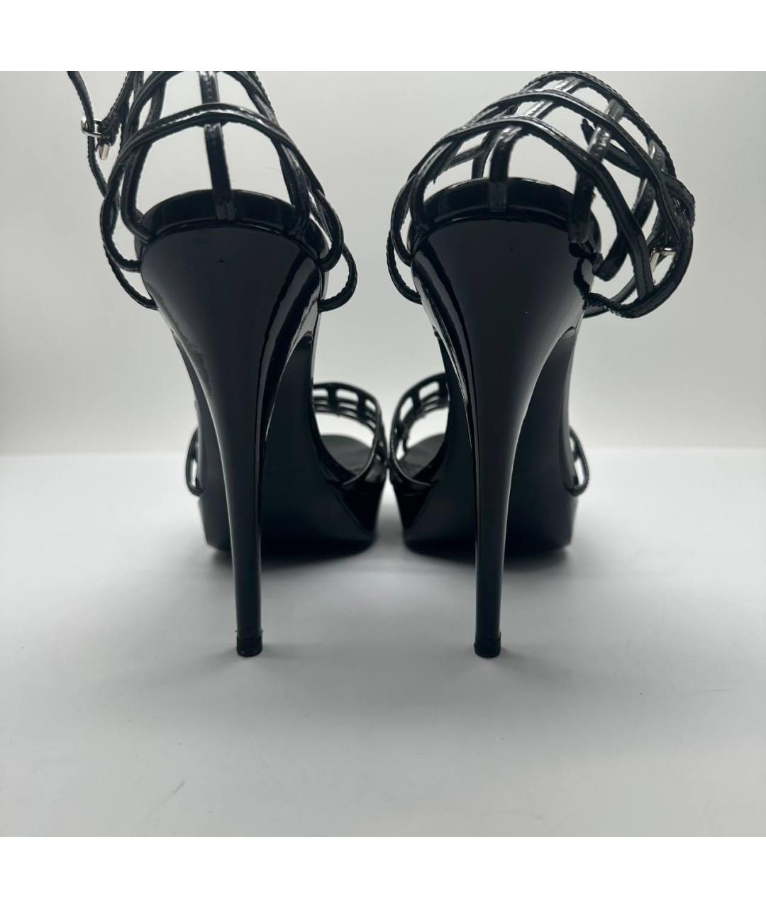 SAINT LAURENT Черные кожаные босоножки, фото 5