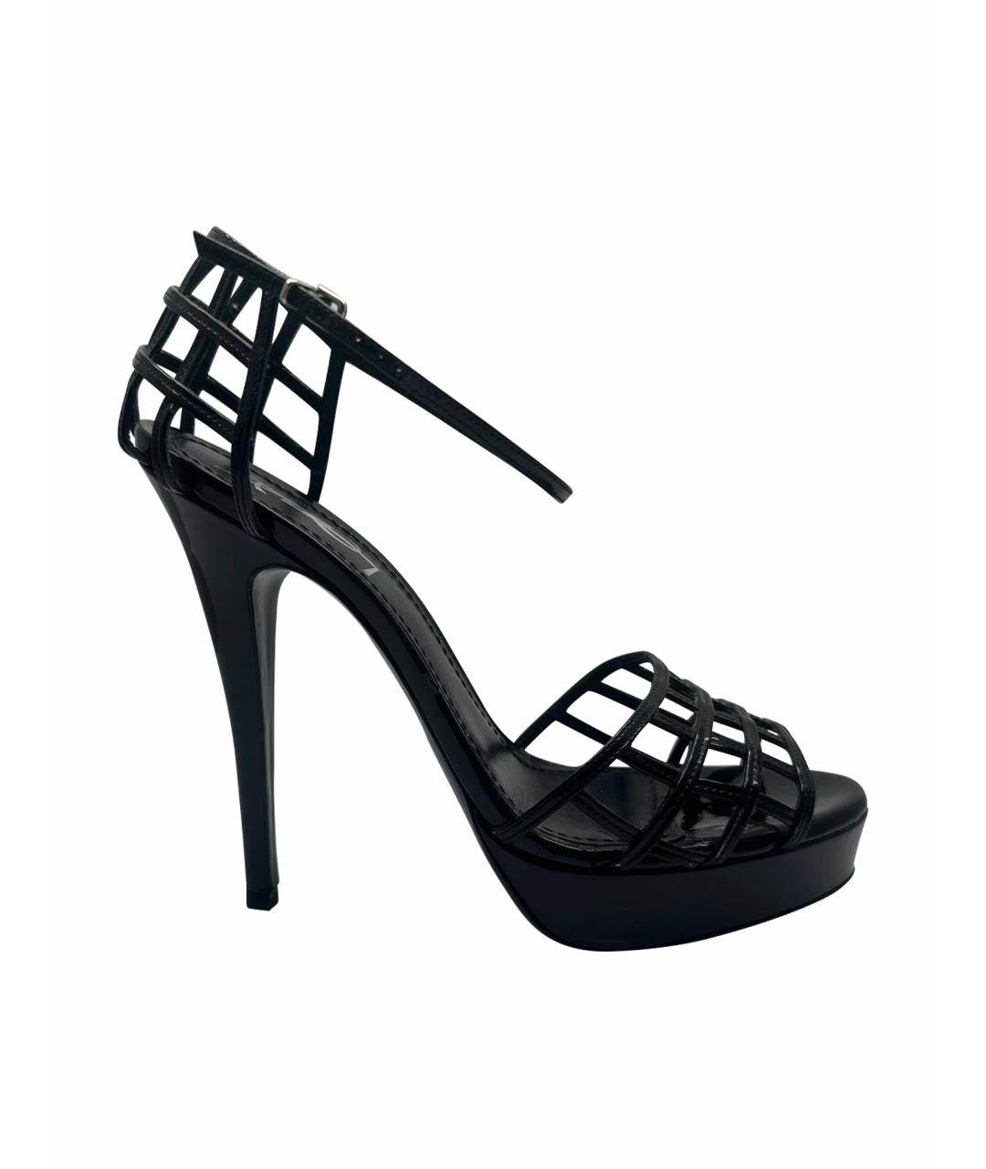 SAINT LAURENT Черные кожаные босоножки, фото 1