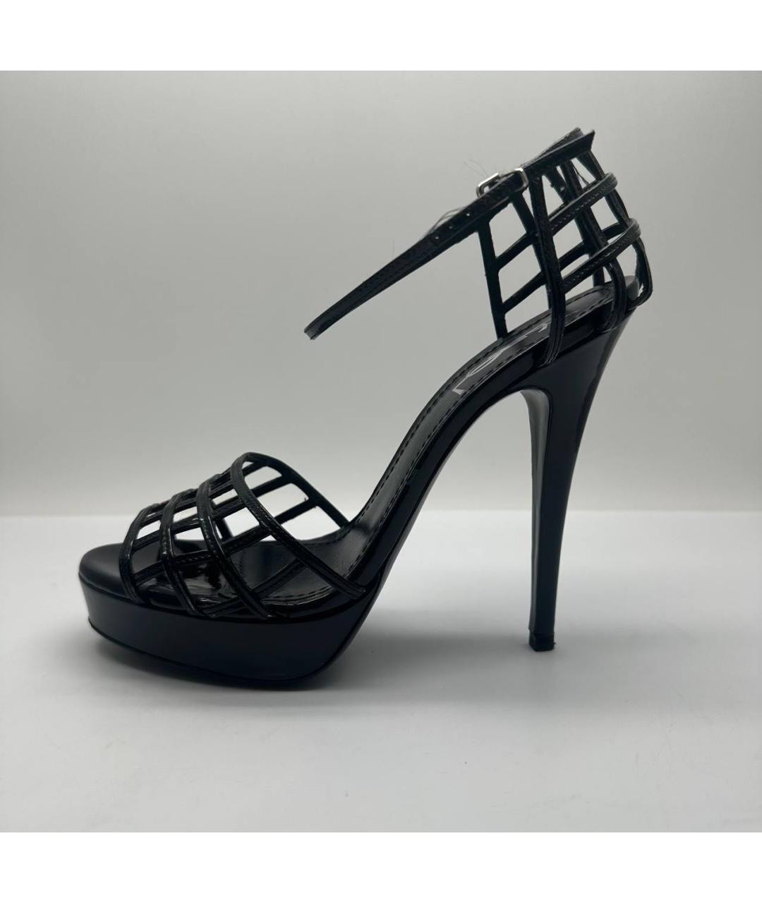 SAINT LAURENT Черные кожаные босоножки, фото 7