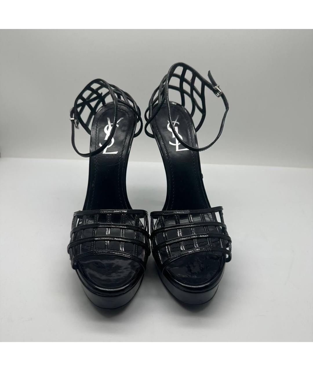 SAINT LAURENT Черные кожаные босоножки, фото 3