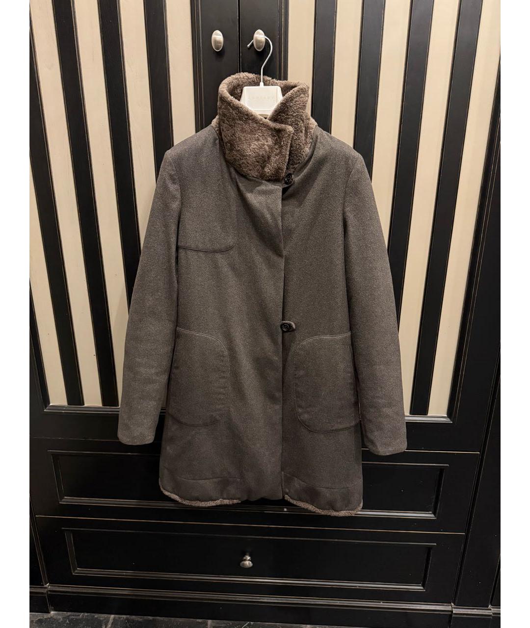 BRUNELLO CUCINELLI Коричневый кашемировый пуховик, фото 6