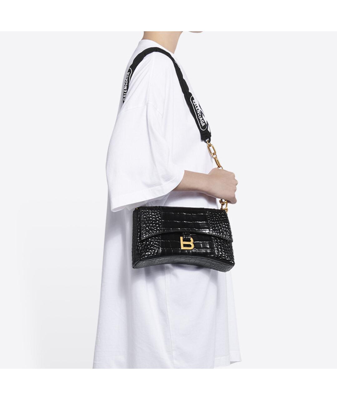 BALENCIAGA Черная кожаная сумка через плечо, фото 5