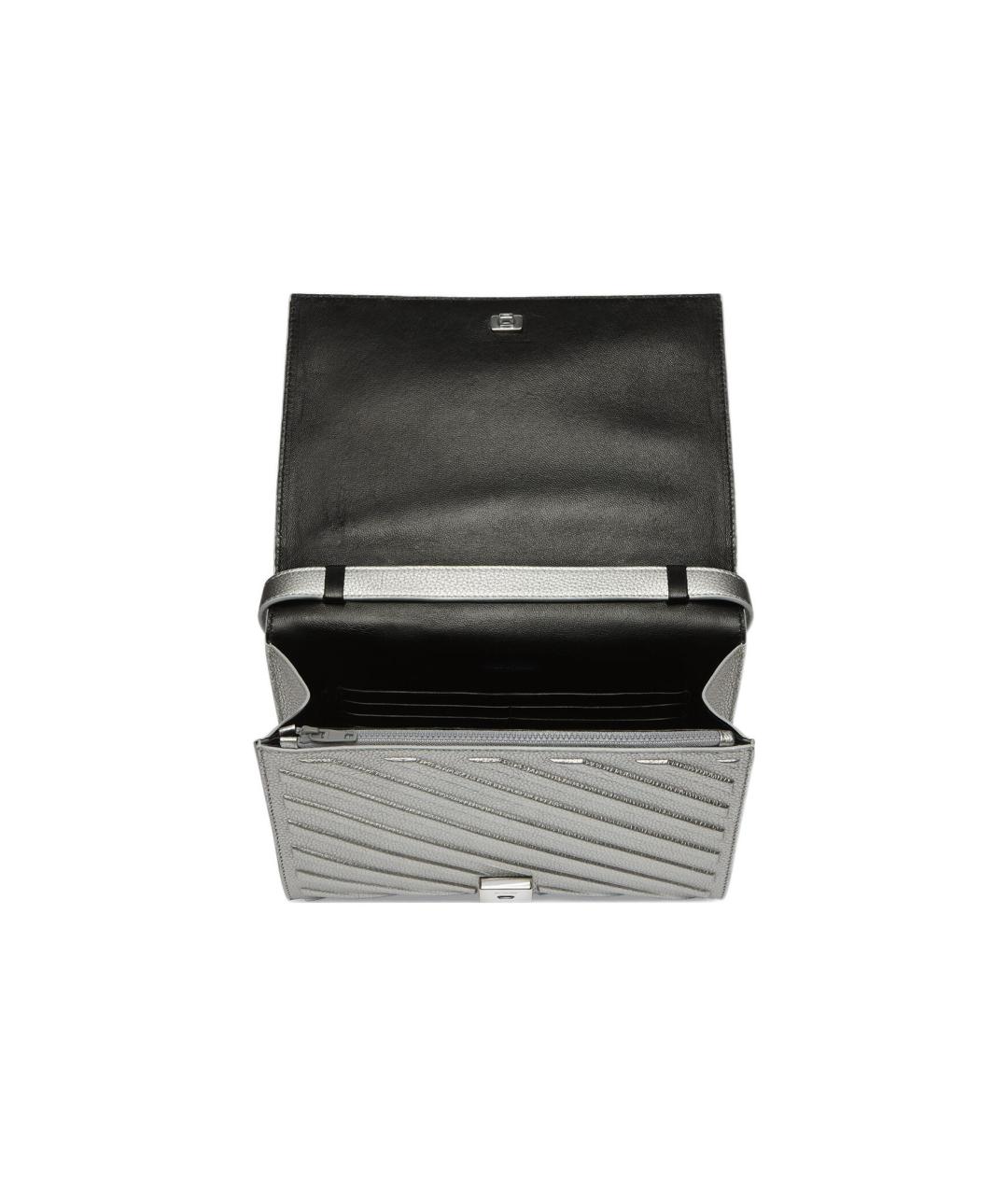 BALENCIAGA Серебряная кожаная сумка через плечо, фото 5